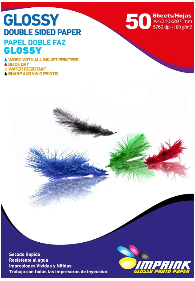 PAPEL DOBLE FAZ GLOSSY A4 180 GRS